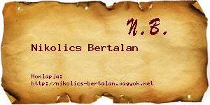 Nikolics Bertalan névjegykártya