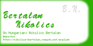 bertalan nikolics business card